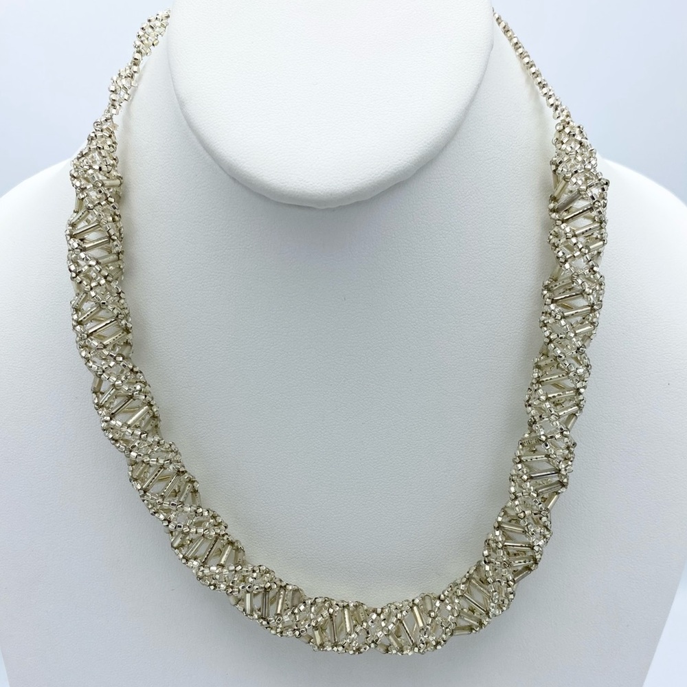 Artisan Handcrafted Seed Bead & Tube Beaded Spiral Necklace